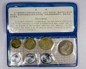 CHINA (PEOPLE'S REPUBLIC): 7-coin mint set, 1980, KM-MS2, set includes 1, 2, 5 fen, 1, 2, 5 jiao and 1 yuan, in their original blue plastic folder, is...