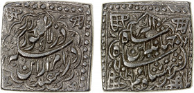 MUGHAL: Jahangir, 1605-1628, AR square sawai rupee (14.22g), Lahore, AH1019 year 5, KM-160.2, month of Isfandarmuz; carefully cleaned, bold strike, EF...