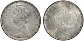 ALWAR: Mangal Singh, 1874-1892, AR rupee, 1882, KM-45, regal issue with bust of Empress Victoria, an attractive mint state example! PCGS graded MS62....