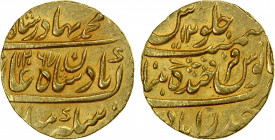 HYDERABAD: Nasir al-Dawla, 1829-1857, AV mohur (11.04g), Farkhanda Bunyad, AH1267, Cr-84. Fr-1142, Zeno-261715 (this piece), lovely strike, EF, RR.
E...