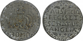 BOMBAY PRESIDENCY: tutenag 2 pice (24.69g), ND, KM-157.2, Stv-2.134., believed to be struck 1754-57, 'GR' divided by orb and cross of crown, BOMB (for...
