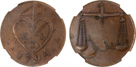 BOMBAY PRESIDENCY: AE 2 pice, 1794, Stv-8.8, East India Company issue, struck at Matthew Boulton’s Soho Mint in Birmingham, reverse I (medium length p...