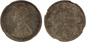 BRITISH INDIA: Victoria, Queen, 1837-1876, AR ½ rupee, 1876(b), KM-472, S&W-5.28, NGC graded AU50.
Estimate: $100-200