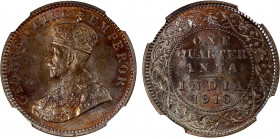 BRITISH INDIA: George V, 1910-1936, AE ¼ anna, 1916(c), KM-512, rare date, NGC graded MS65 RB, R.
Estimate: $150-200