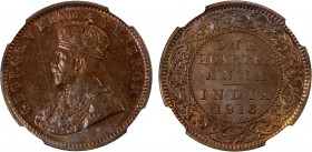 BRITISH INDIA: George V, 1910-1936, AE ¼ anna, 1916(c), KM-512, rare date, NGC graded MS64 BN, R.
Estimate: $130-170