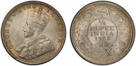 BRITISH INDIA: George V, 1910-1936, AR ¼ rupee, 1928(b), KM-518, S&W-8.166, a fantastic lustrous example! PCGS graded MS66.
Estimate: $150-250