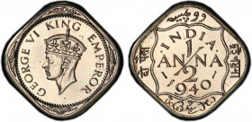 BRITISH INDIA: George VI, 1936-1947, ½ anna, 1940(c), KM-534, S&W-9.194, copper-nickel type, proof restrike, PCGS graded Proof 63.
Estimate: $450-600...