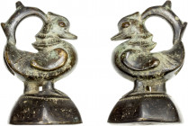 BURMA/MYANMAR: AE opium weight (1292g), late 18th-early 19th century, Gear period C, group 2, 112mm tall, bird-type with handle on hexagonal base, cas...
