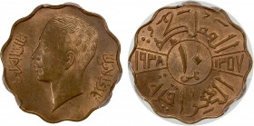 IRAQ: Ghazi I, 1933-1939, AE 10 fils, 1938/AH1357, KM-103b, a superb red lustrous example! PCGS graded MS65 RD.
Estimate: $150-250