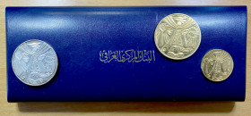 IRAQ: Republic, 3-coin proof set, 1978/AH1398, AGW 1.5688 and ASW 0.9014, gold and silver medallic proof set (Numista-195046, 195048, and unlisted), c...