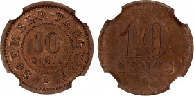 NETHERLANDS EAST INDIES: AE 10 cents, ND (1890-1910), LaWe-356, plantation token (plantagegeld) for Soember Tangkep Plantation in Pasoeroehan (Pasurua...