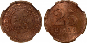 NETHERLANDS EAST INDIES: AE 25 cents, ND (1891-1912), LaWe-335, plantation token (plantagegeld) for Soember-Soeka Plantation in Pasoeroehan (Pasuruan)...