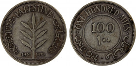 PALESTINE: British Mandate, AR 100 mils, 1931, KM-7, Y-7, key date, F-VF.
Estimate: $160-220