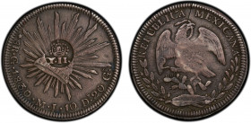 PHILIPPINES: Isabel II, 1833-1868, AR 8 reales, ND (1834-37), KM-129, crowned Y.II countermark on Mexico 8 reales 1830-Go MJ cracked planchet on host,...