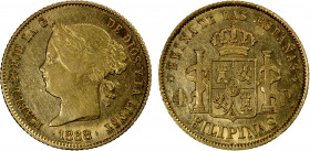 PHILIPPINES: Isabel II, 1833-1868, AV 4 pesos, 1868, KM-144, hairlines and scratches, VF-EF.
Estimate: $400-450