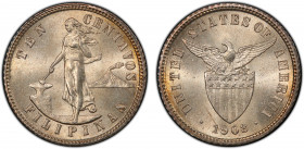 PHILIPPINES: U.S. Territory, AR 10 centavos, 1903, KM-165, a fantastic mint state example! PCGS graded MS66, ex Joe Sedillot Collection.
Estimate: $1...