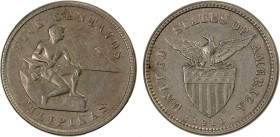PHILIPPINES: U.S. Territory, 5 centavos, 1918-S, KM-173, reverse lightly cleaned, mule with 20 centavos reverse, VF, R.
Estimate: $225-325