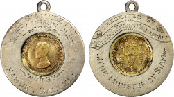 THAILAND: Rama VI, 1910-1925, AV medal (8.34g), 1915, Thailand gold fuang coin of Rama V inserted into silver ring inscribed THE SIAMESE CUP / CHEVY C...