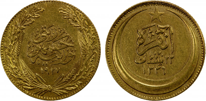 TURKEY: Republic, AV 50 kurush (3.59g), Ankara, 1927, KM-841, mintage of only 2,...