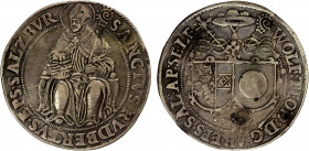 SALZBURG: Wolf Dietrich von Raitenau, 1587-1612, AR thaler (28.42g), ND, Dav-8187, a few obverse toning blotches, VF.
Estimate: $160-220