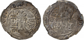 CRUSADERS: KNIGHTS OF RHODES: Philibert of Naillac, 1396-1421, AR gigliato (3.79g), Metcalf-1219, Grand Master kneeling left holding cross, shield to ...