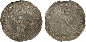 FRANCE: LORRAINE: Charles II, 1390-1431, AR gros (2.15g), Nancy, Roberts-9544, crowned duke standing facing, wearing armour, resting sword on right sh...