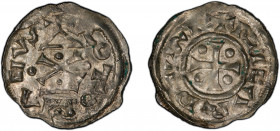 FRANCE: NORMANDY: Richard I, the Fearless, 943-996, AR denier (1.33g), Rouen, Duplessy-17, + RICARDVS, short cross pattée; pellet in each quarter // +...
