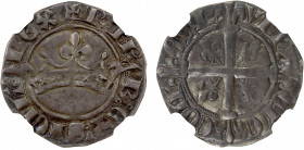 FRANCE: PROVENCE: Robert D'Anjou, 1309-1343, AR sol coronat, Avignon mint, ND (ca. 1339), Dup-1651, lovely dark toning, choice condition for type, NGC...