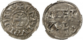 FRANCE: CAROLINGIAN: Charles, the simple, 898-923, AR denier (1.42g), Melle, ND, Dep-629, a lovely mint state example with a boldly struck obverse leg...