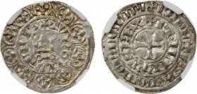 FRANCE: Philippe IV, 1285-1314, AR maille tierce (1/3 tournose) (1.38g), ND (1306), Dup-219C, round O, NGC graded MS64. The only mint state example gr...