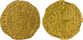 FRANCE: Francois I, 1515-1547, AV ecu d'or au soleil (3.38g), Toulouse mint, ND, Fr-345var, third emission issue (two fleur-de-lis and two uncrowned F...