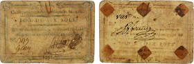 FRANCE: playing card money (6 sols), 1792, Opitz p.259 (plate example), 85 x 57mm, billet de confiance issued by Société Patriotique from the town of ...