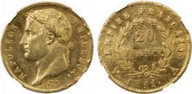 FRANCE: Napoleon I, as Emperor, 1804-1814, AV 20 francs, Paris mint, 1811-A, KM-695.1, an attractive example, NGC graded MS61.
Estimate: $400-500