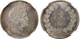 FRANCE: Louis Philippe, 1830-1848, AR 5 francs, Lille mint, 1843-W, KM-749.13, a bright lustrous example, a very attractive example, NGC graded MS62+....