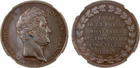 FRANCE: Louis Philippe, 1830-1848, AE 5 francs, 1833, Maz-1153, essai in bronze, struck for the test strike of the new dies by Thonnelier, lovely with...
