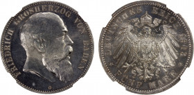 BADEN: Friedrich I, 1856-1907, AR 5 mark, 1903-G, KM-274, J-33, a superb quality example! NGC graded MS65.
Estimate: $200-300