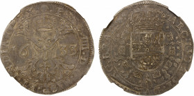 SPANISH NETHERLANDS: Felipe IV, 1621-1665, AR ½ patagon, Brabant, Brussels, 1633, KM-46, a nicely toned example, NGC graded AU55. The finest graded ex...