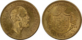 SWEDEN: Oscar II, 1872-1907, AV 20 kronor, 1876, KM-744, initials EB, a few small marks, Unc.
Estimate: $500-550