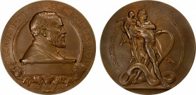 SWEDEN: AE medal (105.2g), 1911, 66mm bronze award medal for the Carnegie Hero Fund in Sweden by Erik Lindberg, bust of carnegie right with ANDR - CAR...
