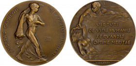 SWITZERLAND: AE medal (168.1g), 1911, Aeppli-168, Hofer-201, 70mm bronze award medal for the Carnegie Hero Fund in Switzeland by Hans Frei, draped fem...