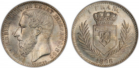 BELGIAN CONGO: Leopold II, 1885-1909, AR franc, 1896, KM-6, Congo Free State (État indépendant du Congo) issue, PCGS graded MS64.
Estimate: $200-300...