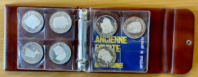 GUINEA: Republic, AR proof set, 1970, KM-PS9, 7-piece silver proof set in original binder/wallet, 10th Anniversary of Independence - Ancient Egyptian ...