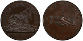 SIERRA LEONE: bronzed AE cent, 1791, KM-4.1, Sierra Leone Company issue, PCGS graded Proof 65, ex Joe Sedillot Collection. This denomination bears the...