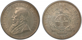 SOUTH AFRICA: Zuid-Afrikaansche Republiek, AR 5 shillings, 1892, KM-8.1, single shaft on wagon variety, one-year type, small obverse scratch, PCGS gra...