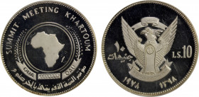 SUDAN: Republic, AR 10 pounds, 1978/AH1398, KM-P4, piedfort (piéfort) issue of KM-77 type, Khartoum Meeting of O.A.U., mintage of only 10 pieces, PCGS...