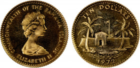BAHAMAS: Elizabeth II, 1952-, AV 10 dollars, 1972, KM-34, Fortress and Palm Trees, Proof.
Estimate: $175-225