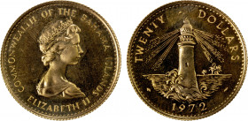 BAHAMAS: Elizabeth II, 1952-, AV 20 dollars, 1972, KM-35, Lighthouse, Proof.
Estimate: $350-400