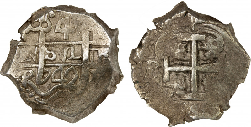 BOLIVIA: Felipe V, 1700-1746, AR 4 reales (13.39g), 1742-P, KM-30a, cob, nearly ...