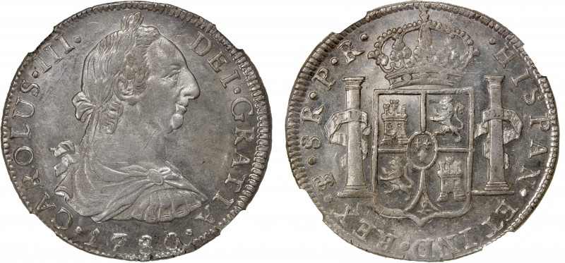 BOLIVIA: Carlos III, 1759-1788, AR 8 reales, Potosi, 1780, KM-55, assayer PR, an...