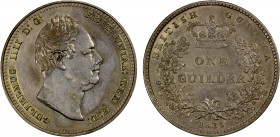 BRITISH GUIANA: William IV, 1830-1837, AR guilder, 1836, KM-25, uneven toning, one-year type, EF-AU.
Estimate: $300-400